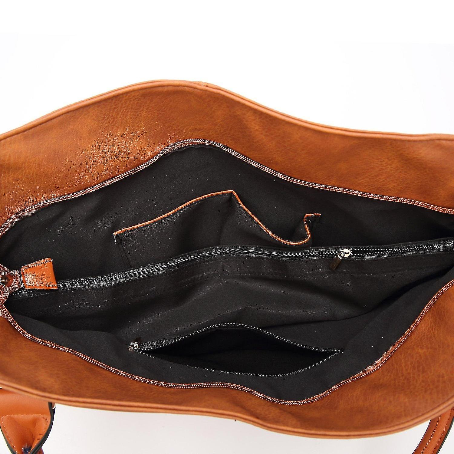 Foto 3 | Bolso Huoguo Vintage Tote Para Mujer De Piel Sintética Marrón - Venta Internacional.