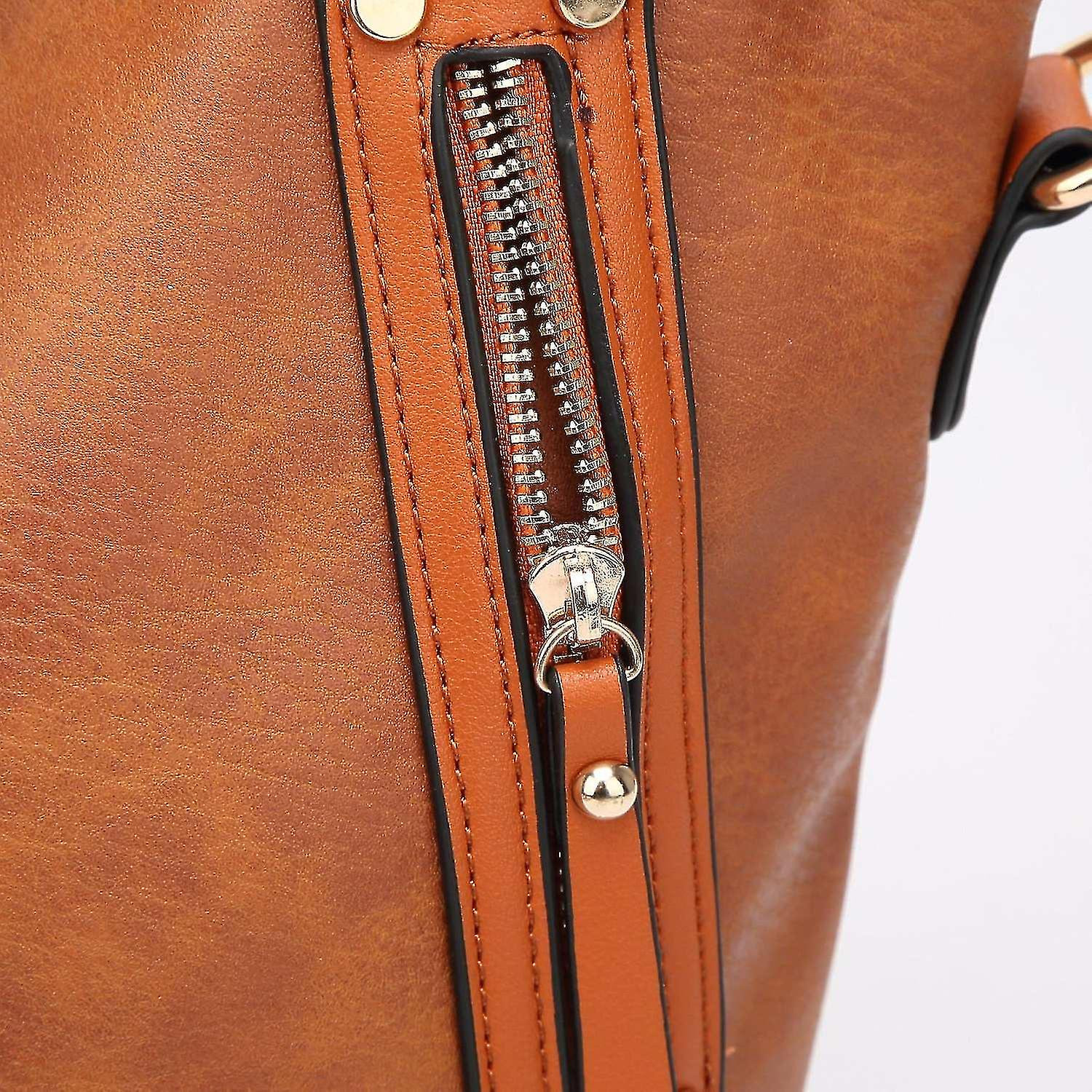 Foto 5 pulgar | Bolso Huoguo Vintage Tote Para Mujer De Piel Sintética Marrón - Venta Internacional.