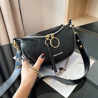 Foto 2 | Bolso De Hombro Huoguo Unisex Moderno De Piel Con Doble Cremallera - Venta Internacional.