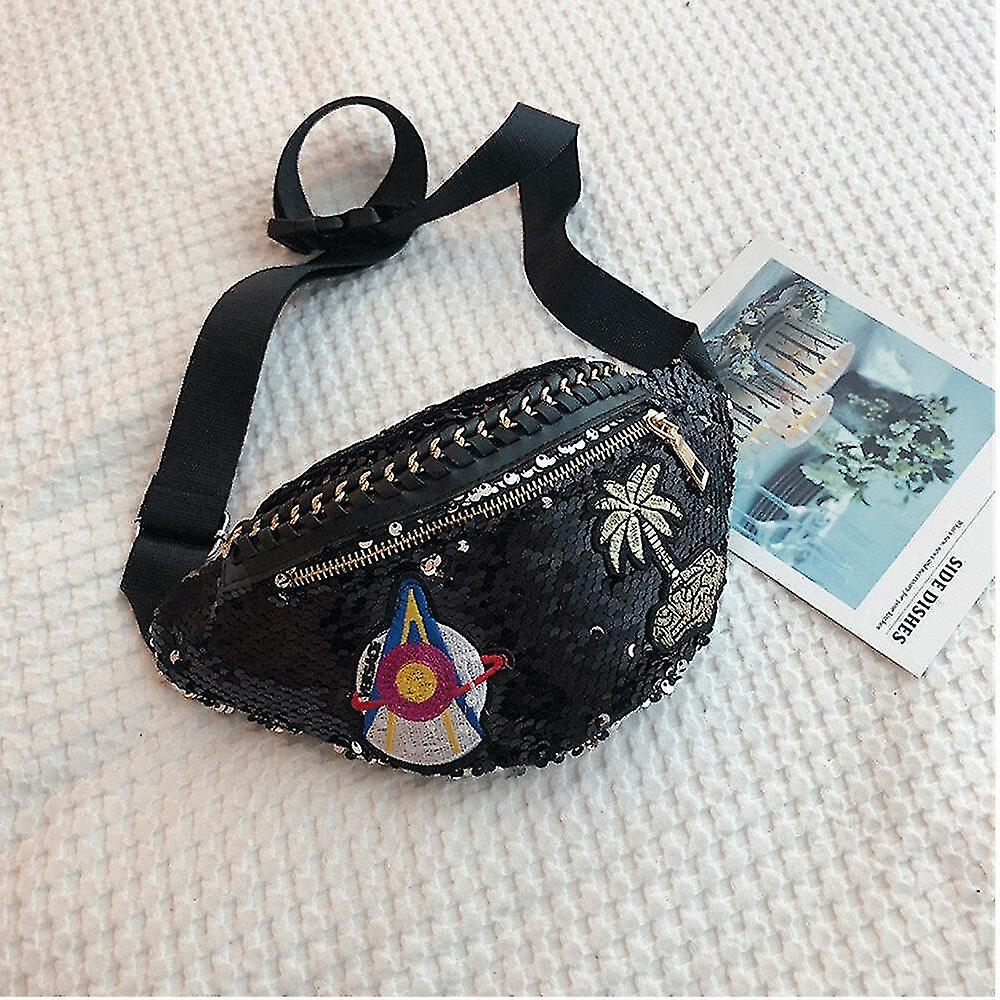 Foto 3 pulgar | Fanny Pack Huoguo Con Estampado Vegetal De Lentejuelas Para Mujer - Venta Internacional.