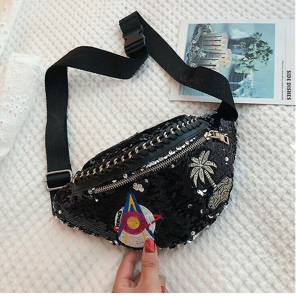 Foto 4 pulgar | Fanny Pack Huoguo Con Estampado Vegetal De Lentejuelas Para Mujer - Venta Internacional.