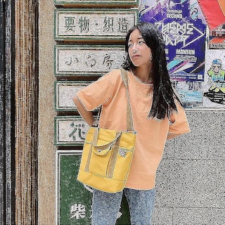 Foto 2 | Mochila Huoguo De Lona Para Mujer De Gran Capacidad Color Amarillo - Venta Internacional.