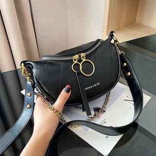 Foto 2 | Bolso De Hombro Huoguo Unisex Moderno De Piel Con Doble Cremallera - Venta Internacional.