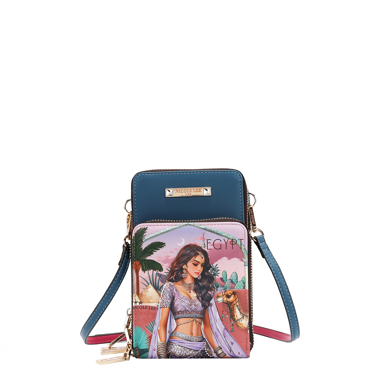 Foto 2 pulgar | Bolsa Portacelular Nicole Lee Estampada Queen Cleopatra