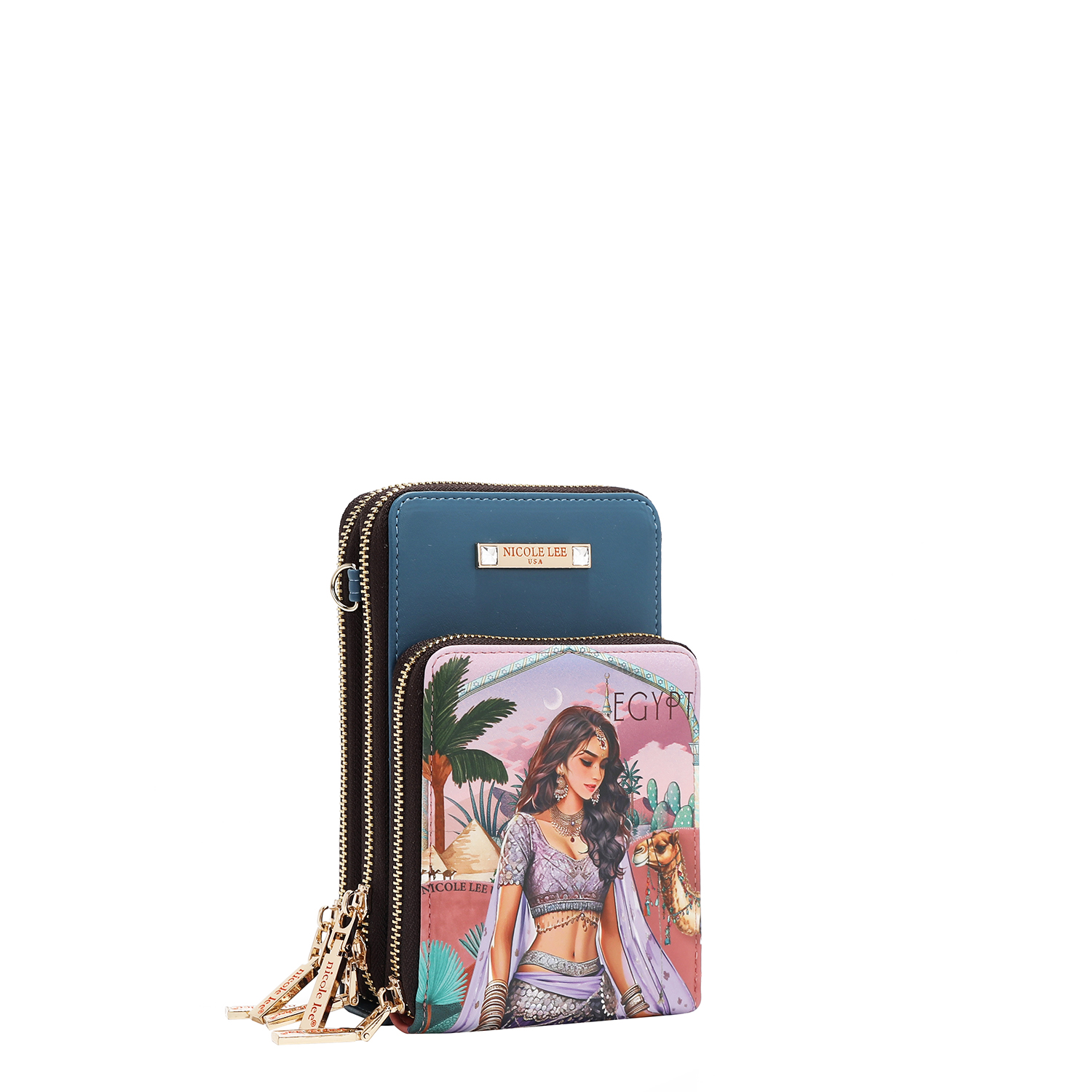 Foto 3 pulgar | Bolsa Portacelular Nicole Lee Estampada Queen Cleopatra