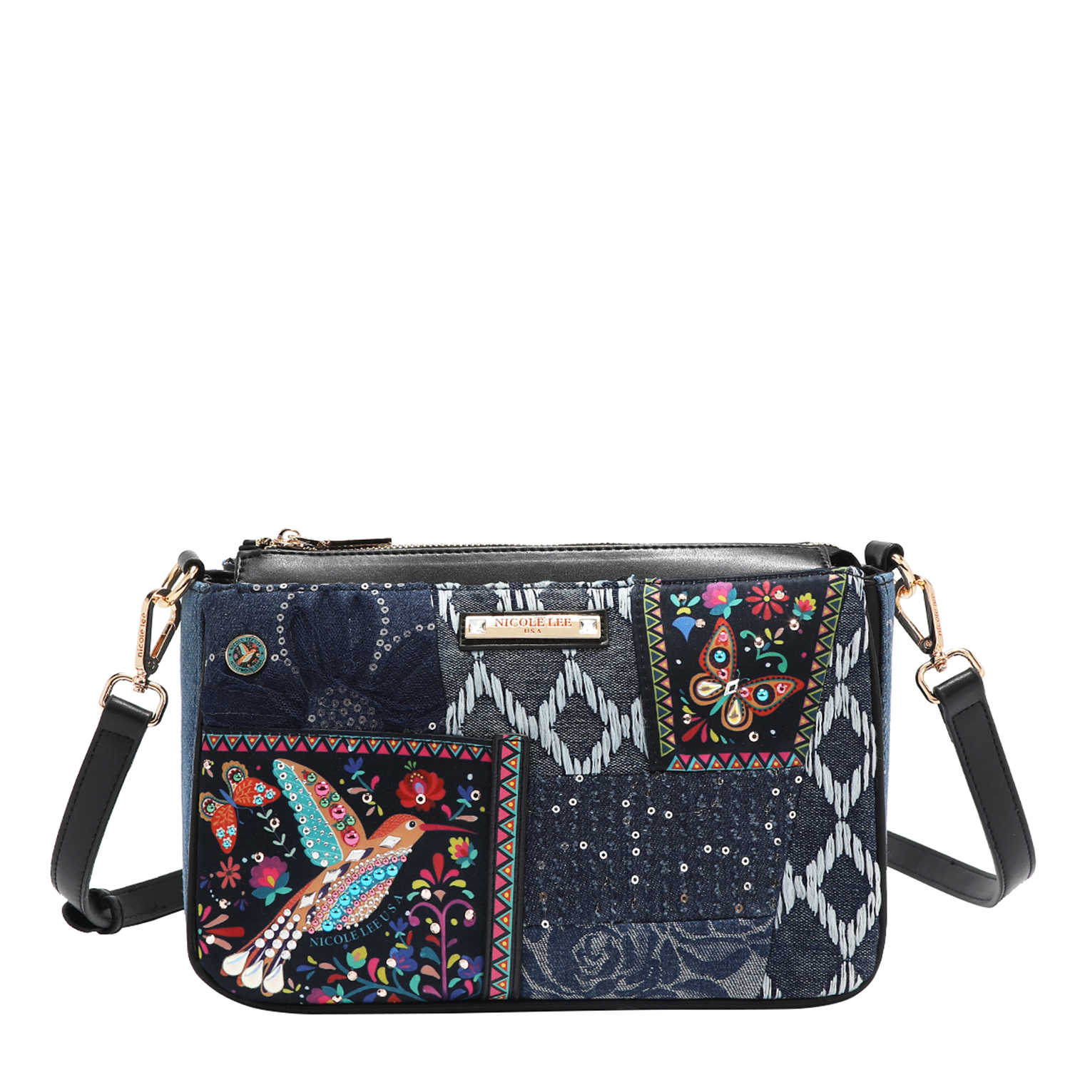 Foto 1 | Bolsa Cruzada De Mezclilla Nicole Lee Bosque De Amor