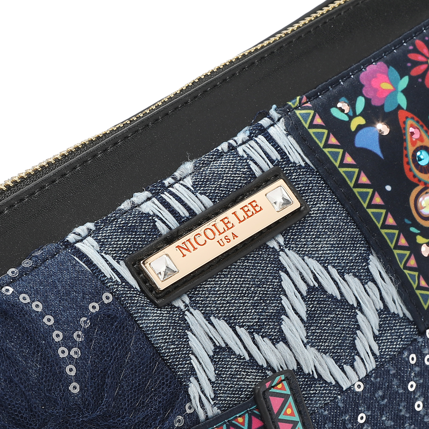 Foto 4 pulgar | Bolsa Cruzada De Mezclilla Nicole Lee Bosque De Amor