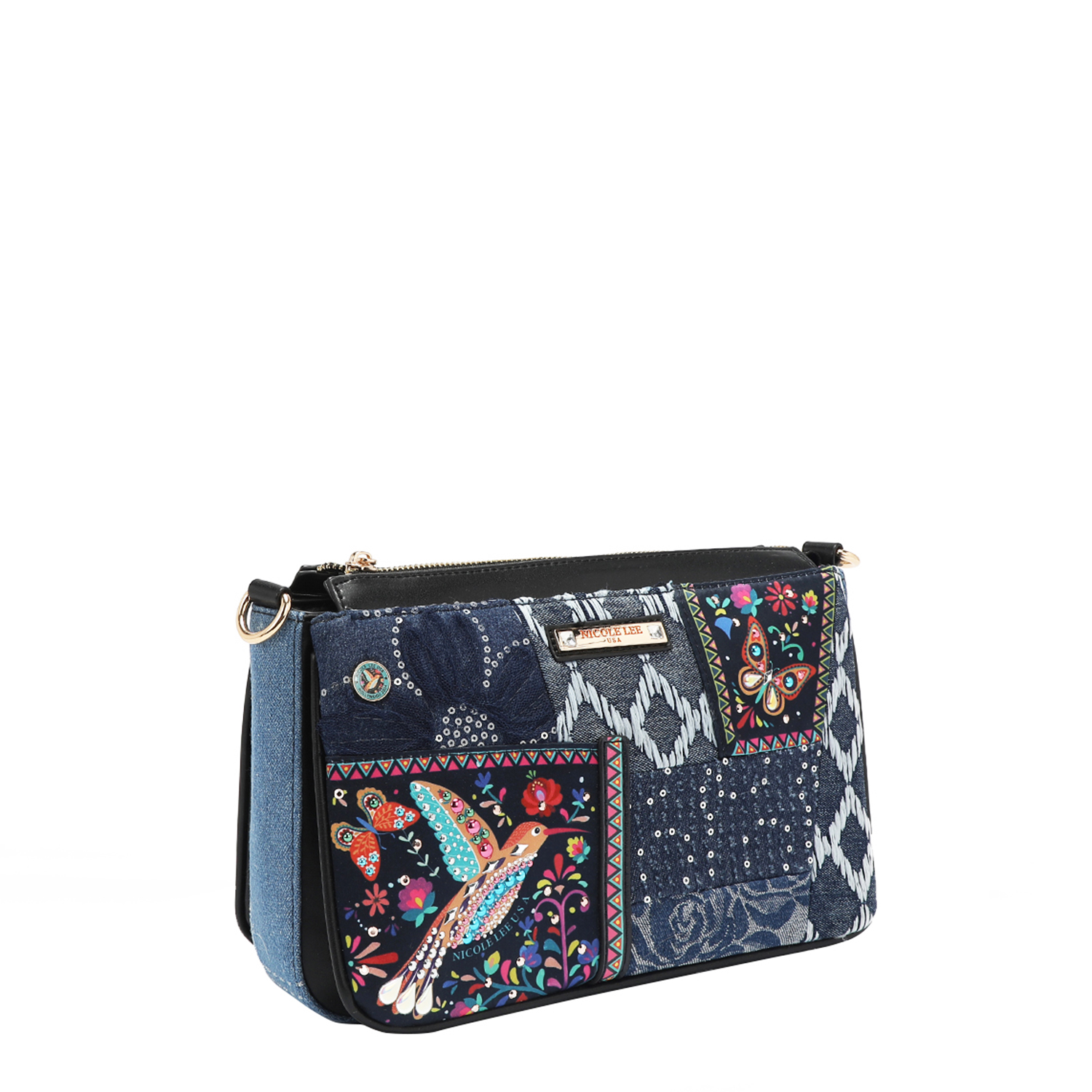 Foto 4 | Bolsa Cruzada De Mezclilla Nicole Lee Bosque De Amor