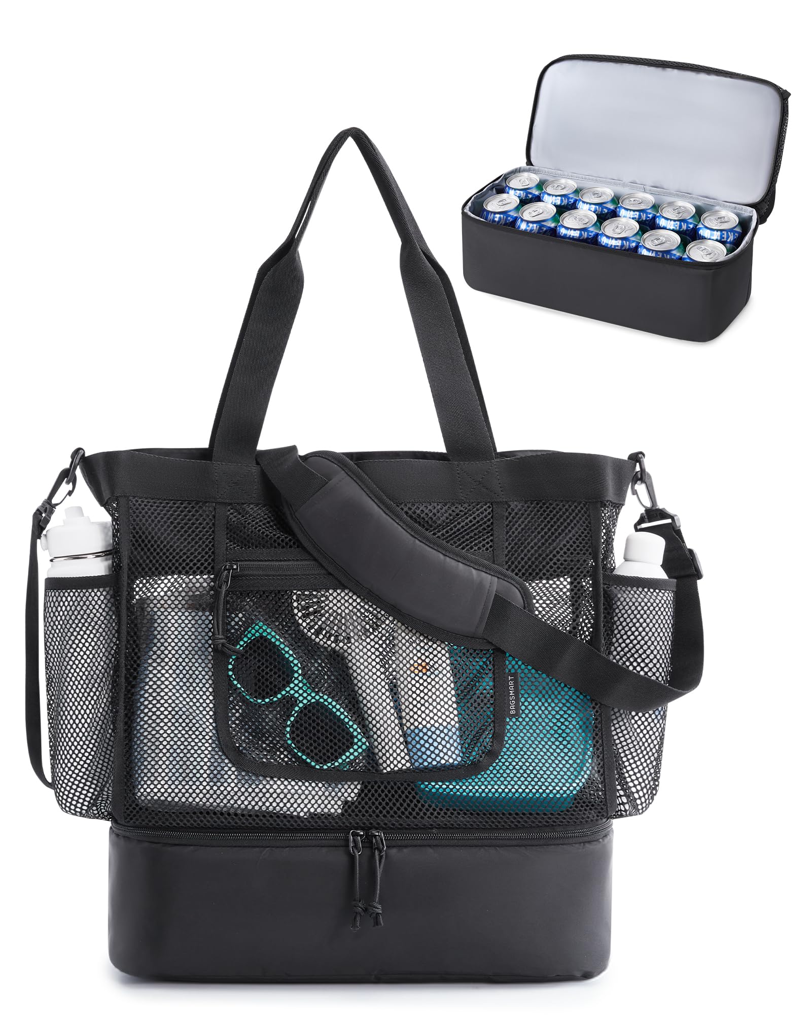 Foto 1 | Bolsa De Playa Bagsmart Para Mujer Con Hielera  Resistente A La Arena  Negra - Venta Internacional.