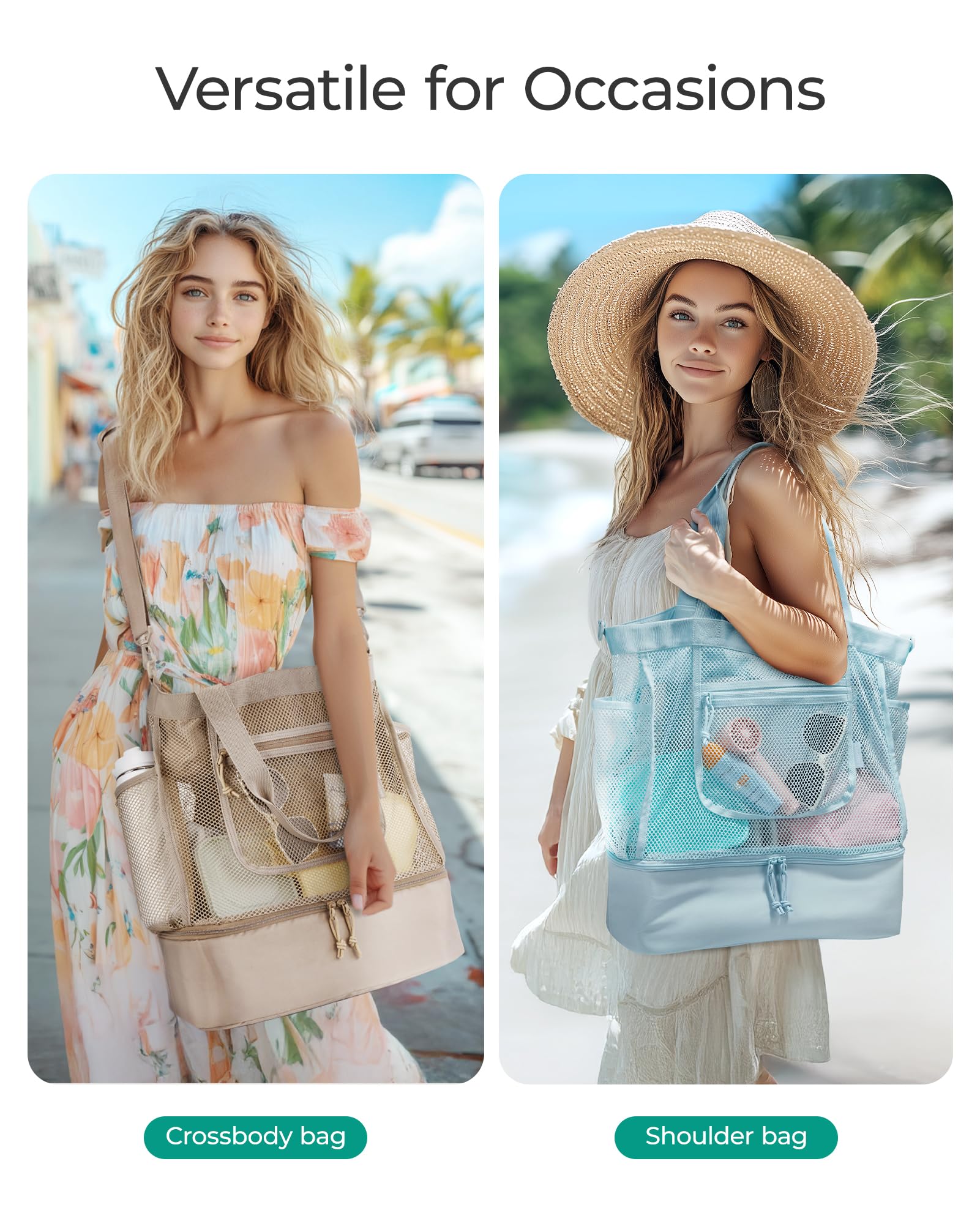 Foto 3 | Bolsa De Playa Bagsmart Para Mujer Con Hielera  Resistente A La Arena  Negra - Venta Internacional.