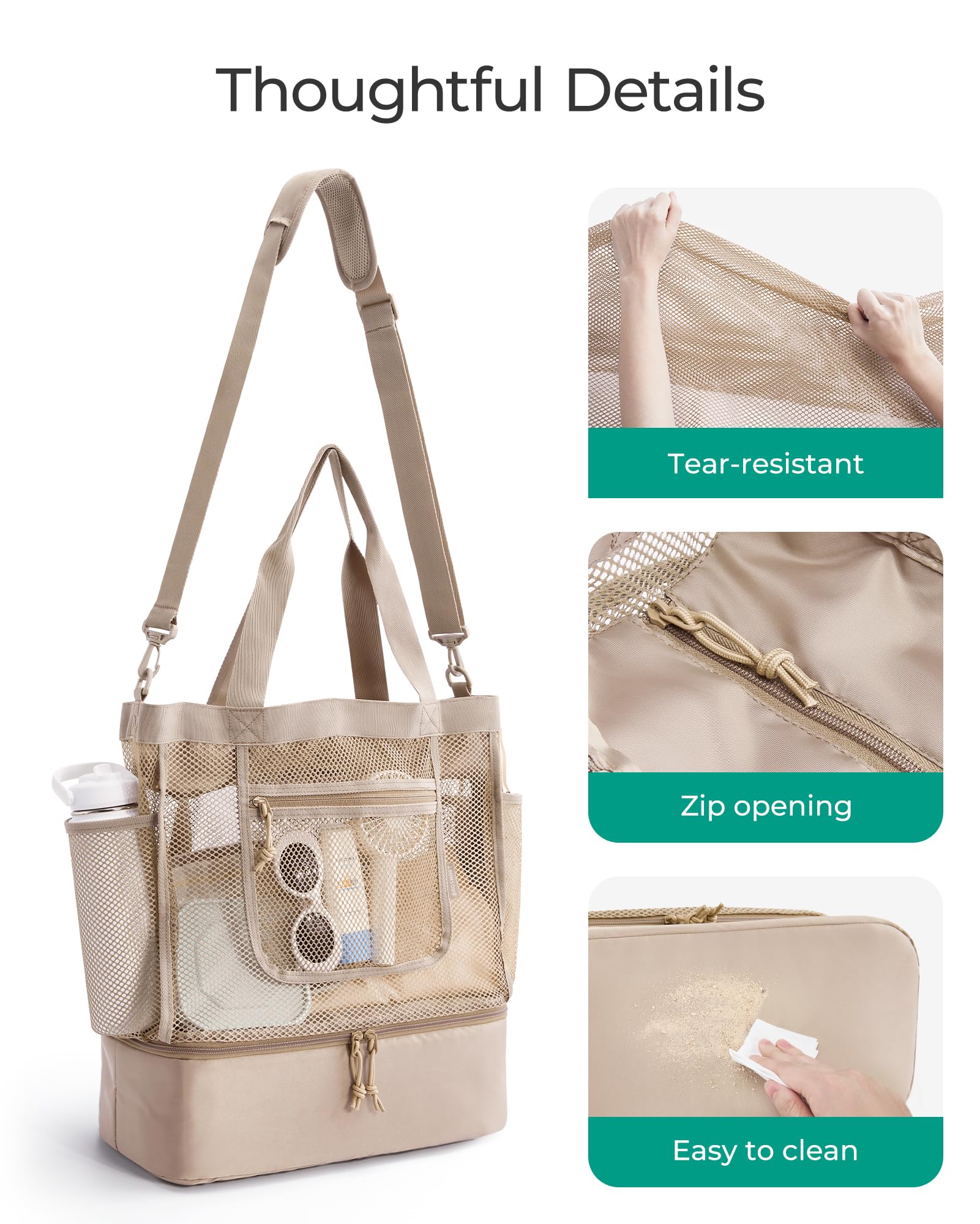 Foto 6 pulgar | Bolsa De Playa Bagsmart Para Mujer Con Hielera  Resistente A La Arena  Negra - Venta Internacional.