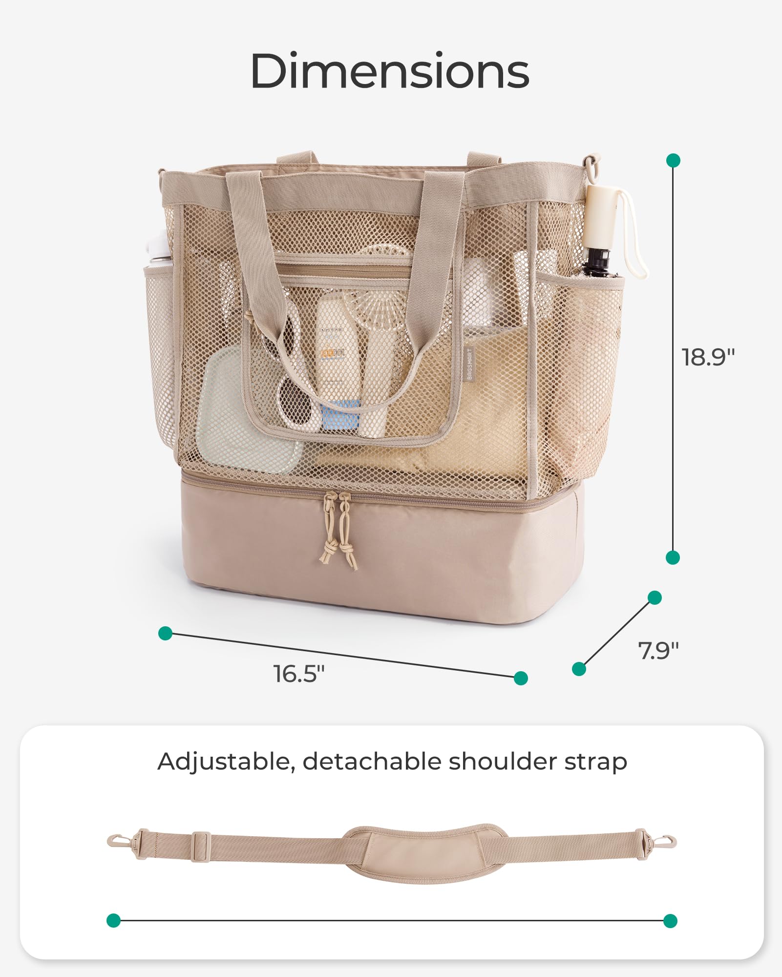 Foto 6 | Bolsa De Playa Bagsmart Para Mujer Con Hielera  Resistente A La Arena  Negra - Venta Internacional.