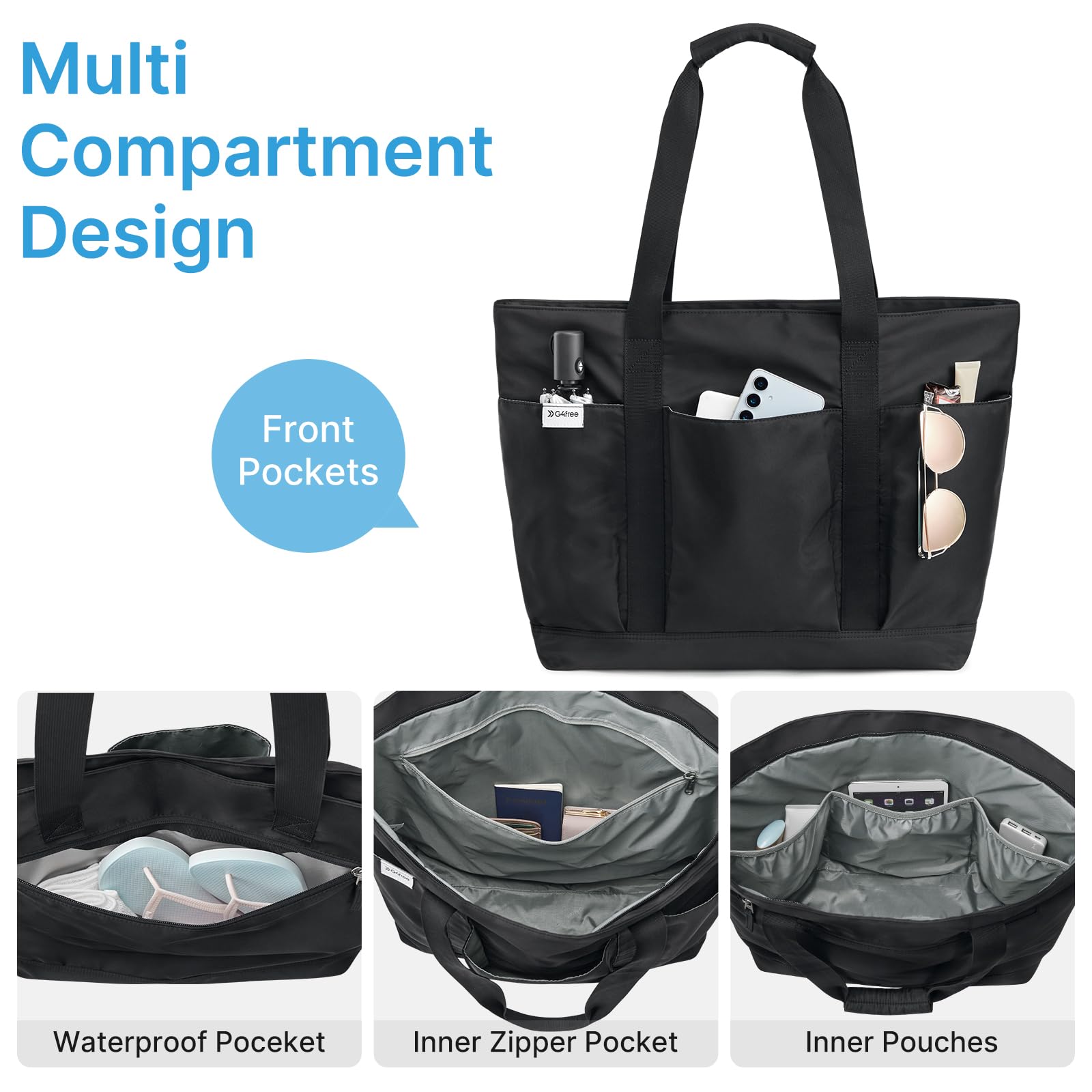 Foto 6 pulgar | Bolsa De Playa G4free  Impermeable  Para Piscina  35 Litros De Capacidad  Color Negro - Venta Internacional.
