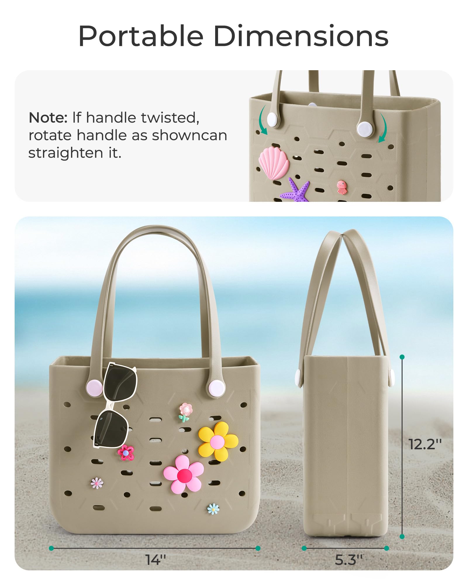 Foto 3 | Bolsa De Playa Bagsmart De Goma Resistente Al Agua Para Mujer - Venta Internacional.