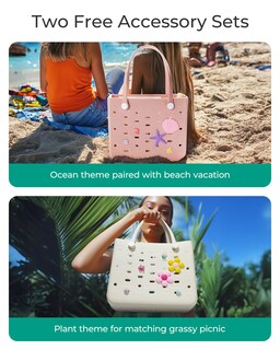 Foto 5 | Bolsa De Playa Bagsmart De Goma Resistente Al Agua Para Mujer Rosa - Venta Internacional.