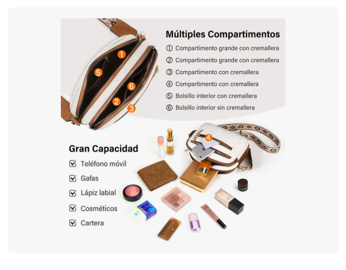 Foto 4 pulgar | Bolsa Dama Xtellar Bolsos Bandolera Crossbody Mariconera Mujer