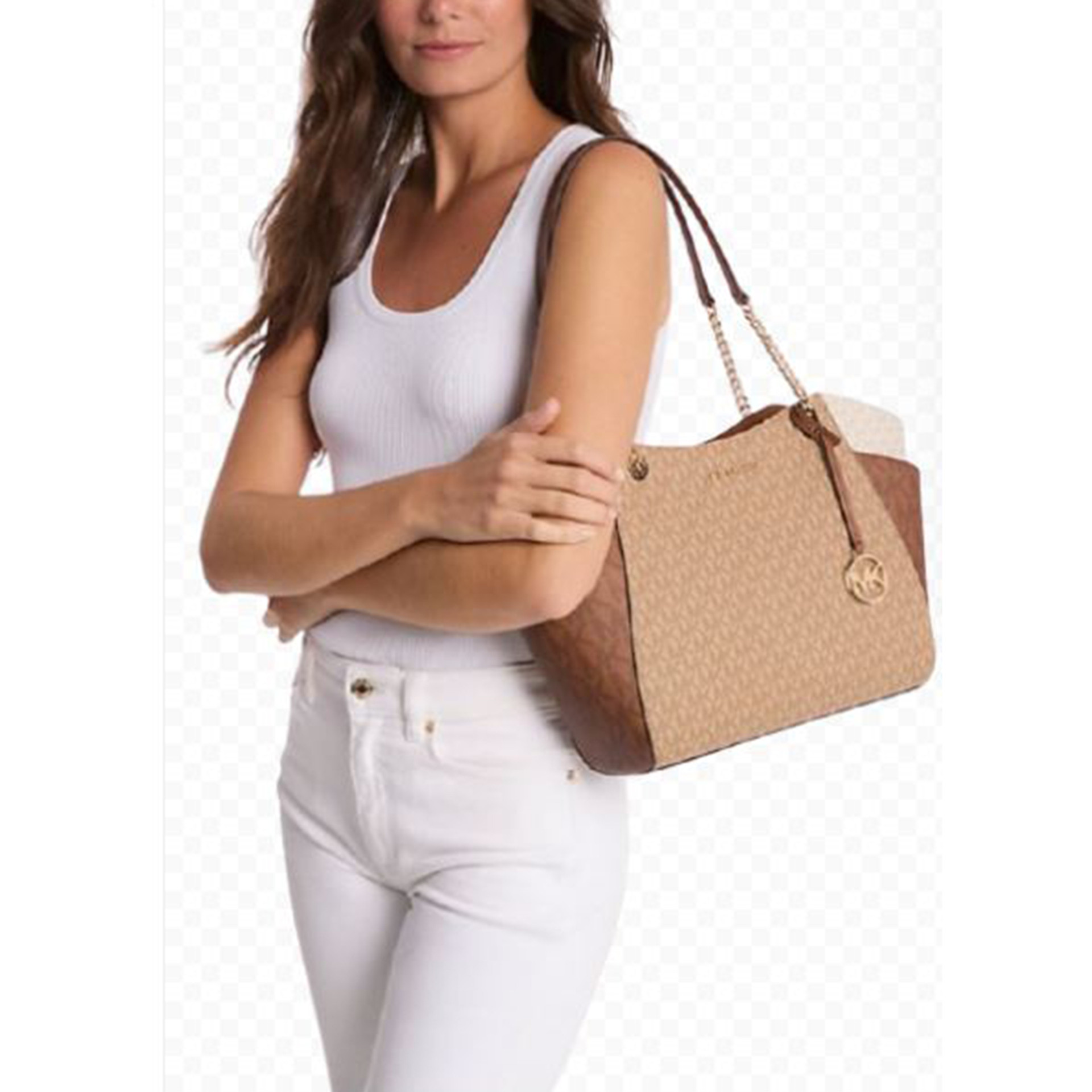 Foto 4 pulgar | Bolsa Michael Kors Jet Set  Grande  Con Bloques De Colores  Camelmulti - Venta Internacional.