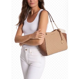 Foto 3 | Bolsa Michael Kors Jet Set Grande Con Bloques De Colores Camelmulti - Venta Internacional.