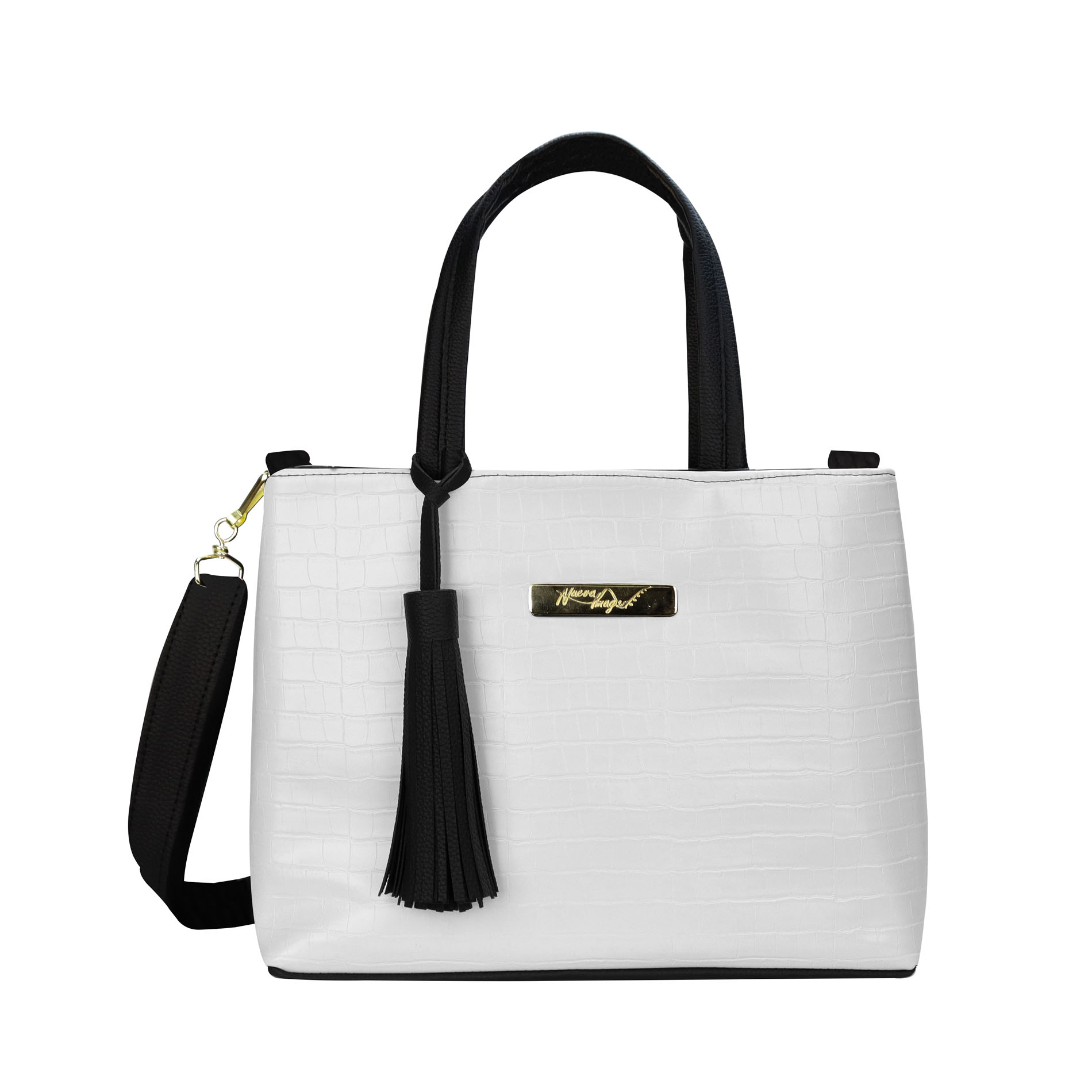 Bolsa Nueva Imagen Paloma color Blanco para Dama Drilo Negro Sintético