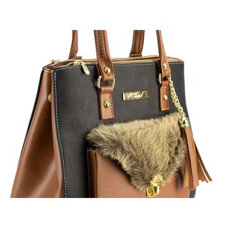 Foto 2 | Bolsa Nueva Imagen Yassira color Negro para Dama Peluche Cognac Sintético y Textil