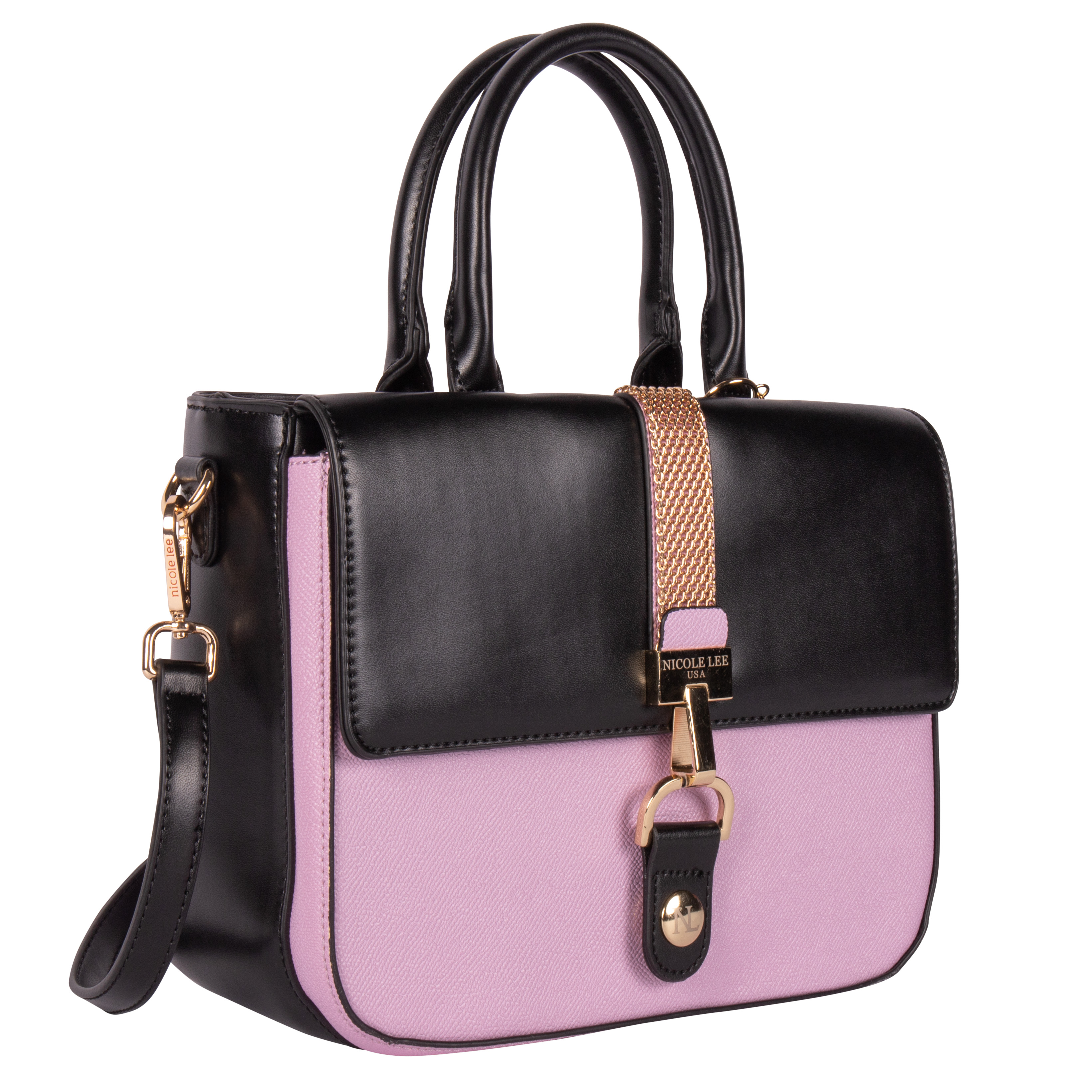 Bolsa de Mano Nicole Lee Bicolor con Solapa color Lila