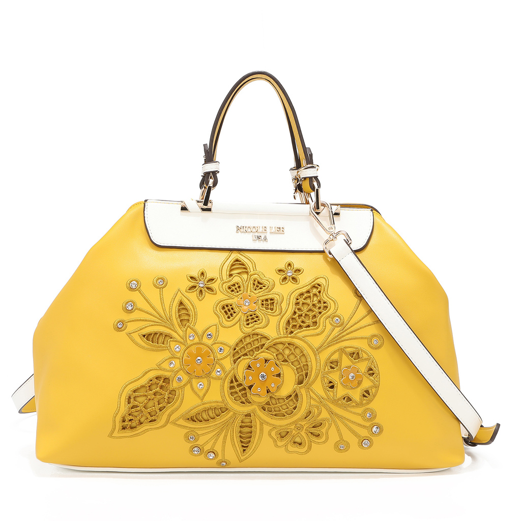 Foto 1 | Bolsa Duffel Nicole Lee Corte Laser y Bordado color Amarillo