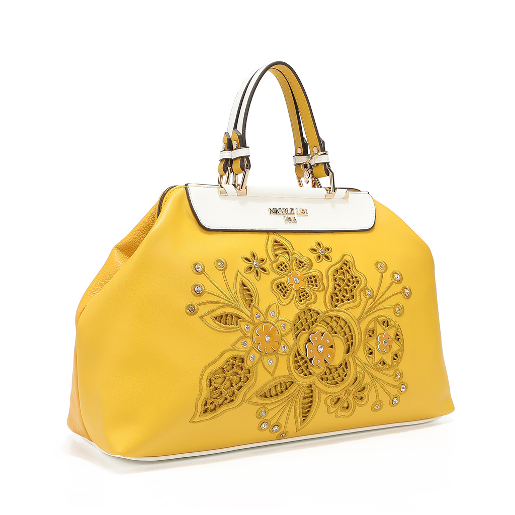 Foto 2 | Bolsa Duffel Nicole Lee Corte Laser y Bordado color Amarillo