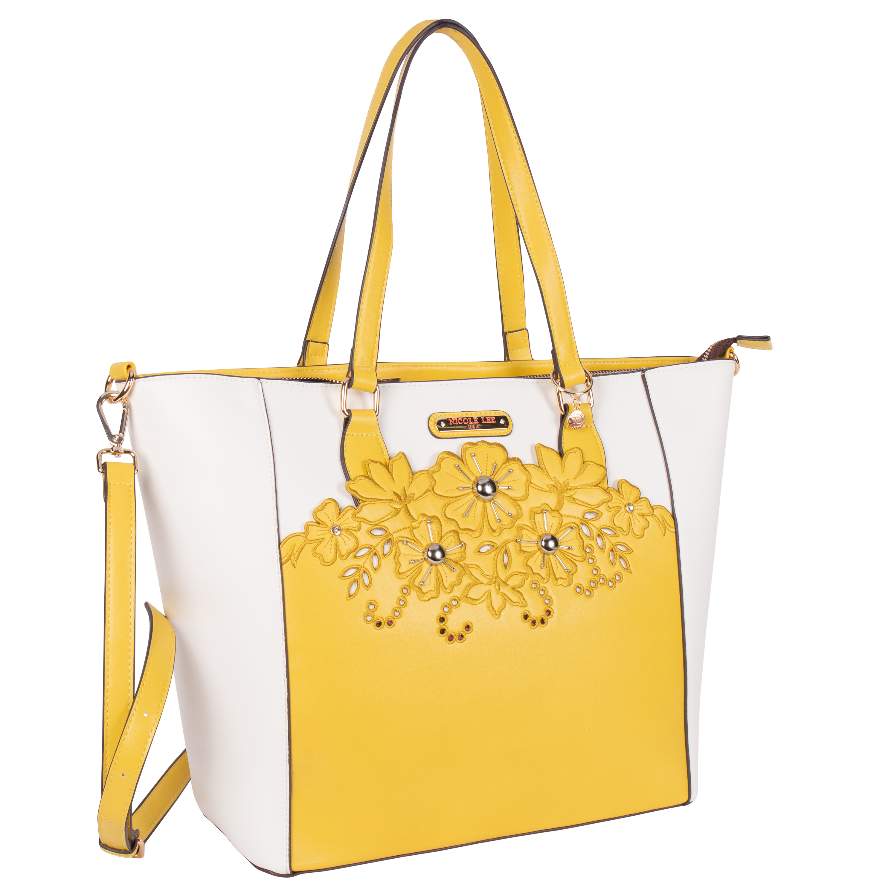 Bolsa Tote Nicole Lee con Corte Láser y Bordado color Amarillo