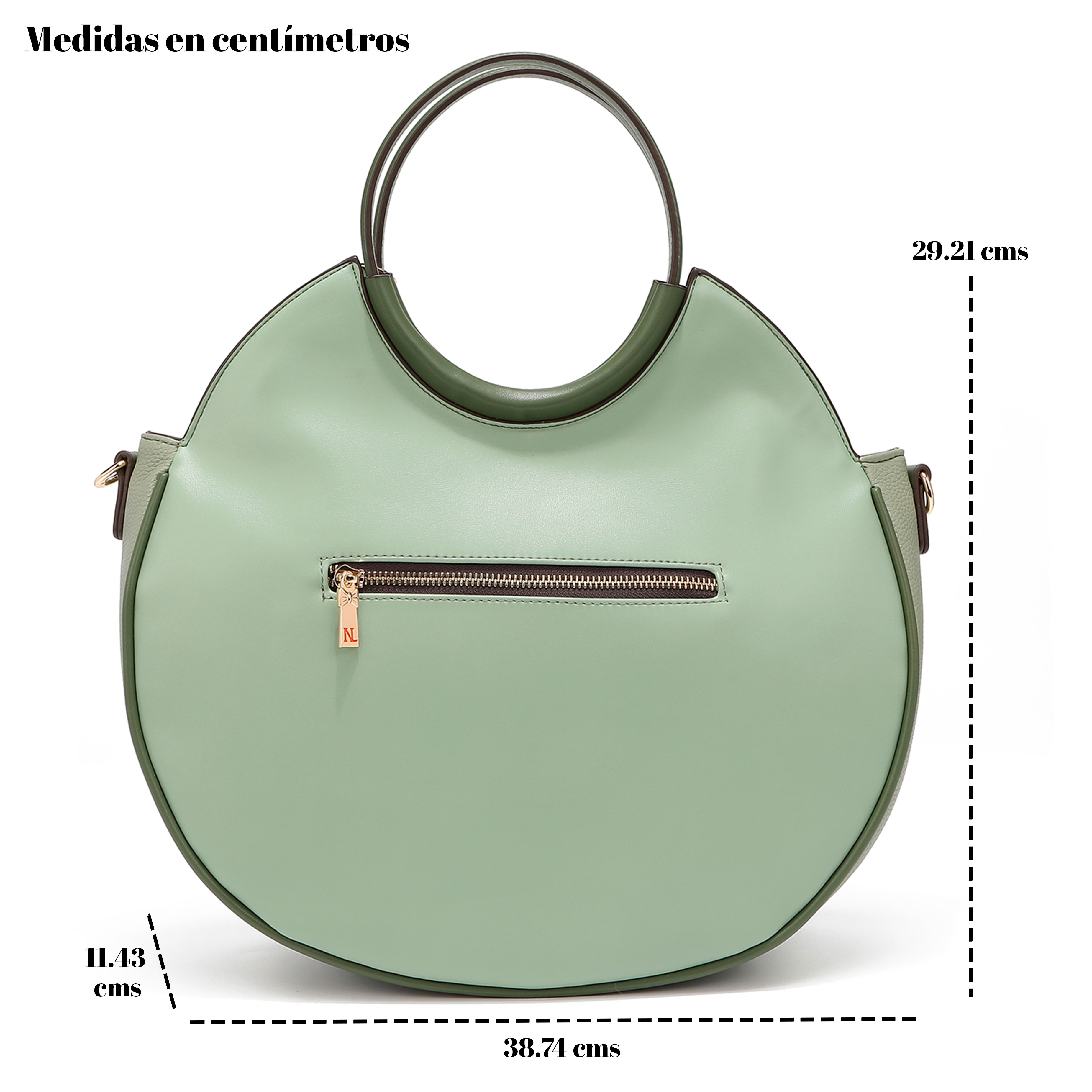 Foto 4 pulgar | Bolsa Nicole Lee Cornelia color Verde con Asa Circular y Corte Láser Sage
