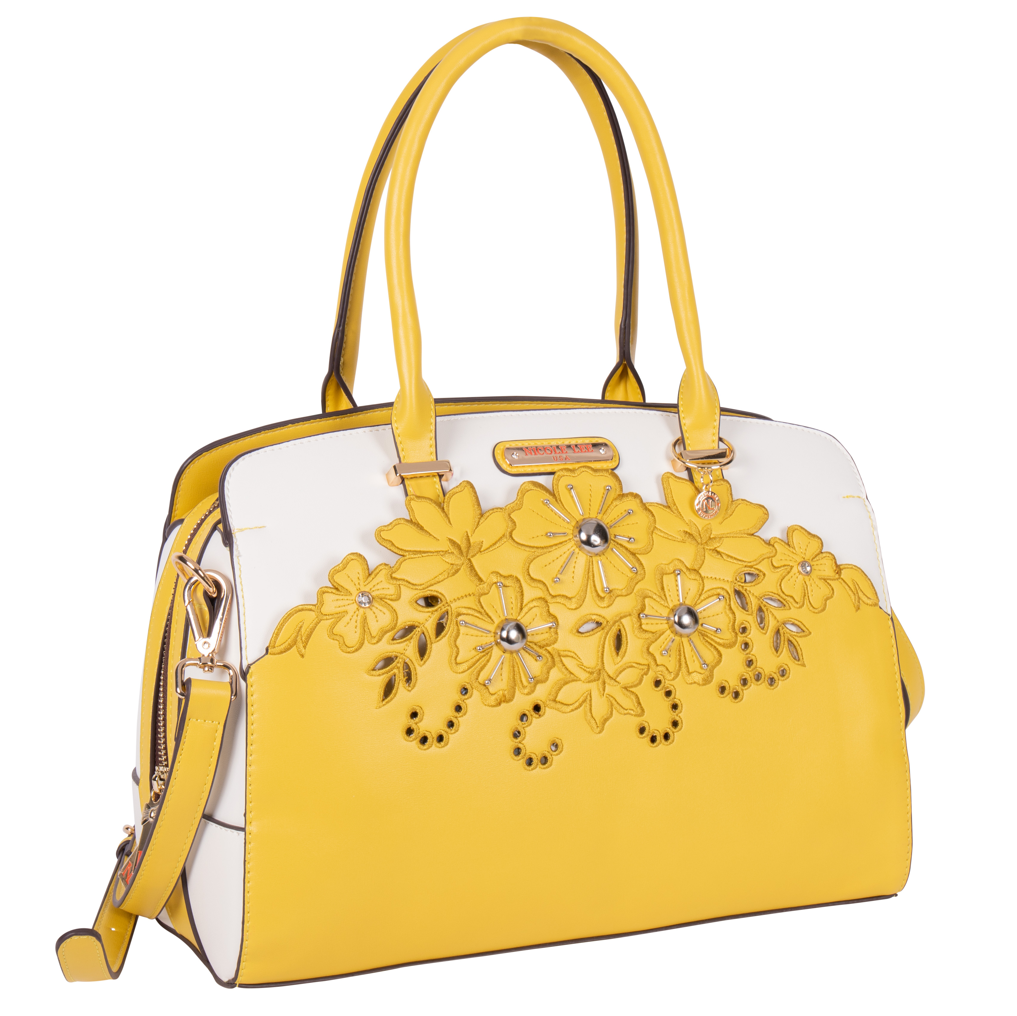 Bolsa de Mano Nicole Lee Corte Laser y Bordado color Amarillo