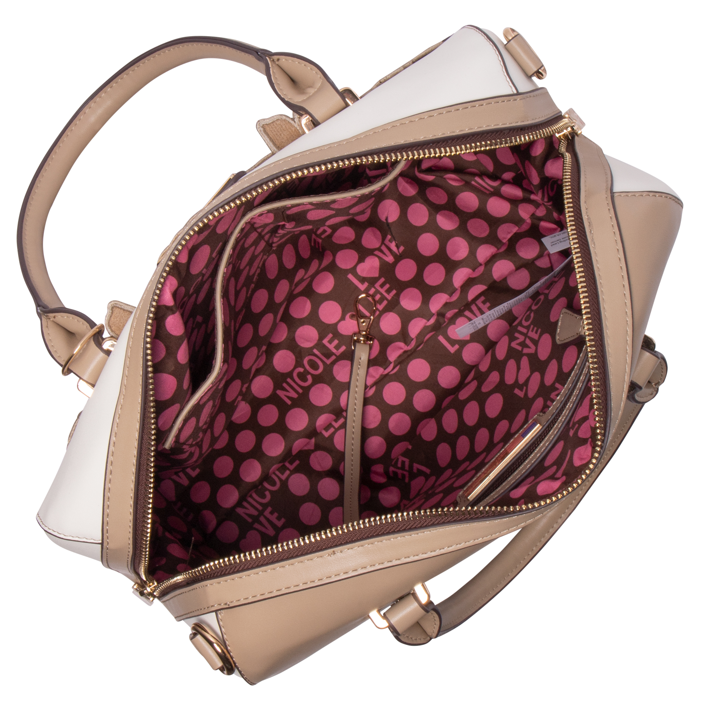 Foto 3 pulgar | Bolsa Boston Marca Nicole Lee Corte Laser y Bordado Sand