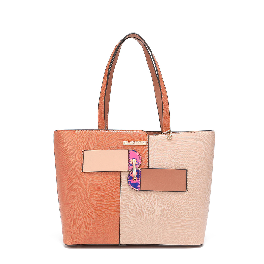 Foto 2 pulgar | Bolsa Tote Nicole Lee con Cortes Asimetricos Anaranjado