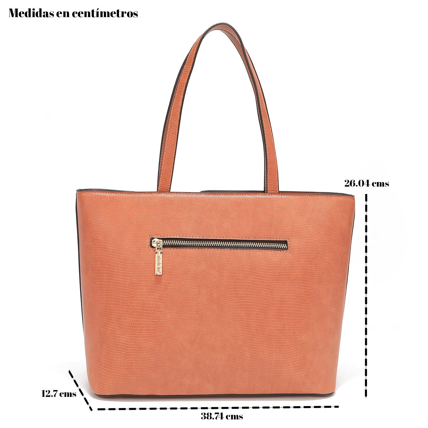 Foto 4 pulgar | Bolsa Tote Nicole Lee con Cortes Asimetricos Anaranjado