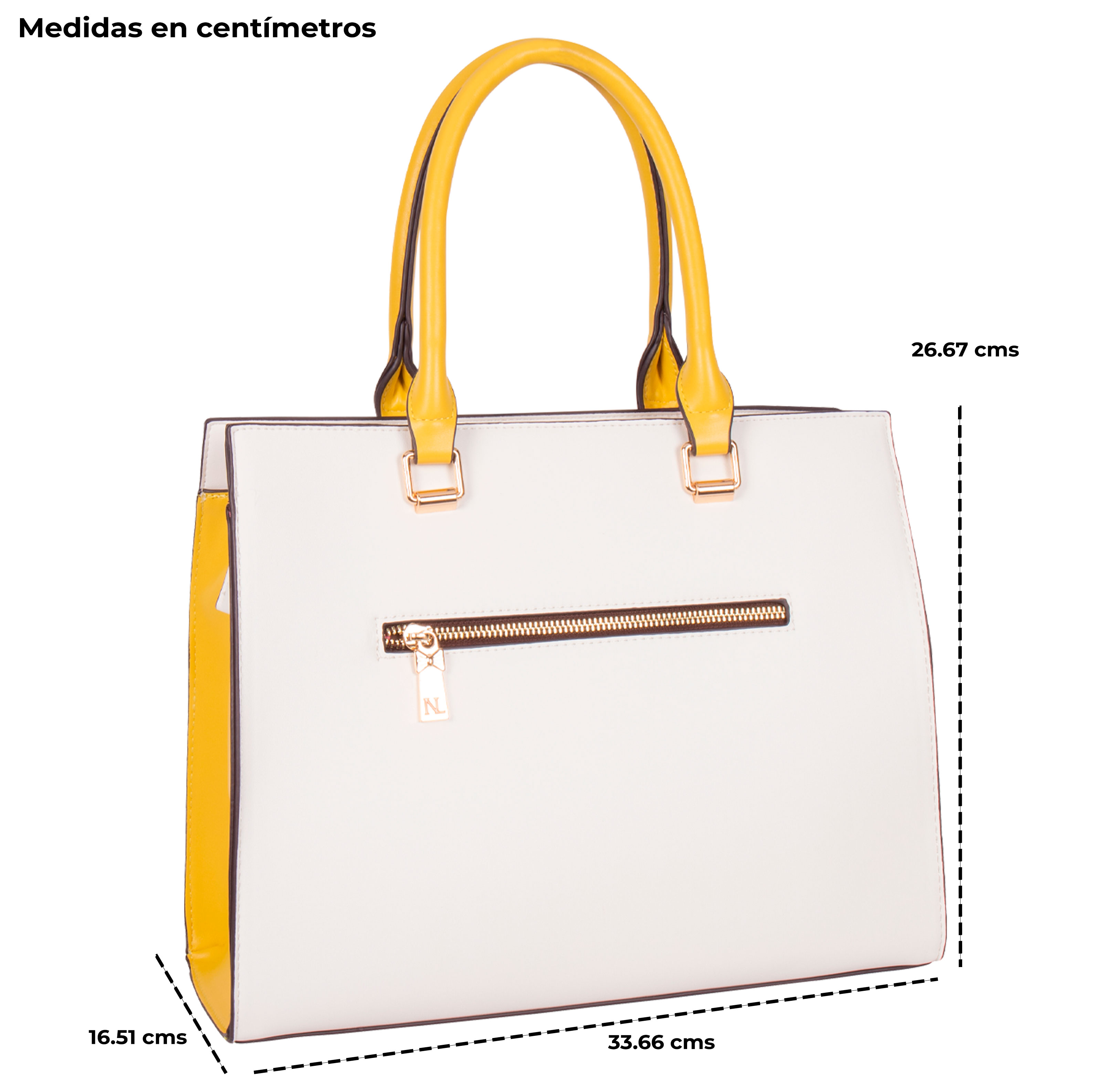 Foto 4 pulgar | Bolsa Cuadrada Nicole Lee Corte Láser y Bordado color Amarillo
