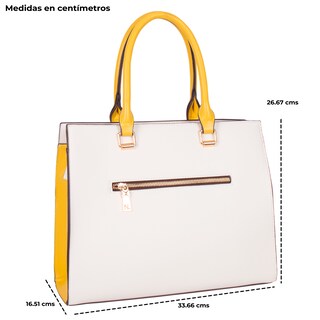 Foto 3 | Bolsa Cuadrada Nicole Lee Corte Láser y Bordado color Amarillo