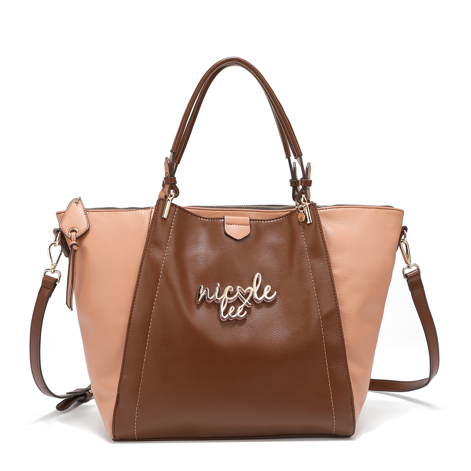 Bolsa Satchel Nicole Lee con Placa color Café