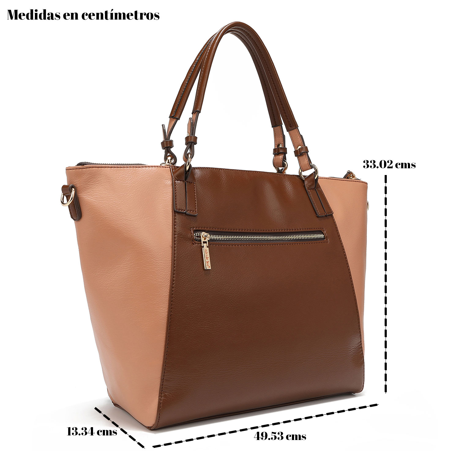 Foto 4 pulgar | Bolsa Satchel Nicole Lee con Placa color Café