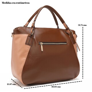 Foto 3 | Bolsa de Mano Nicole Lee Bicolor con Placa color Café