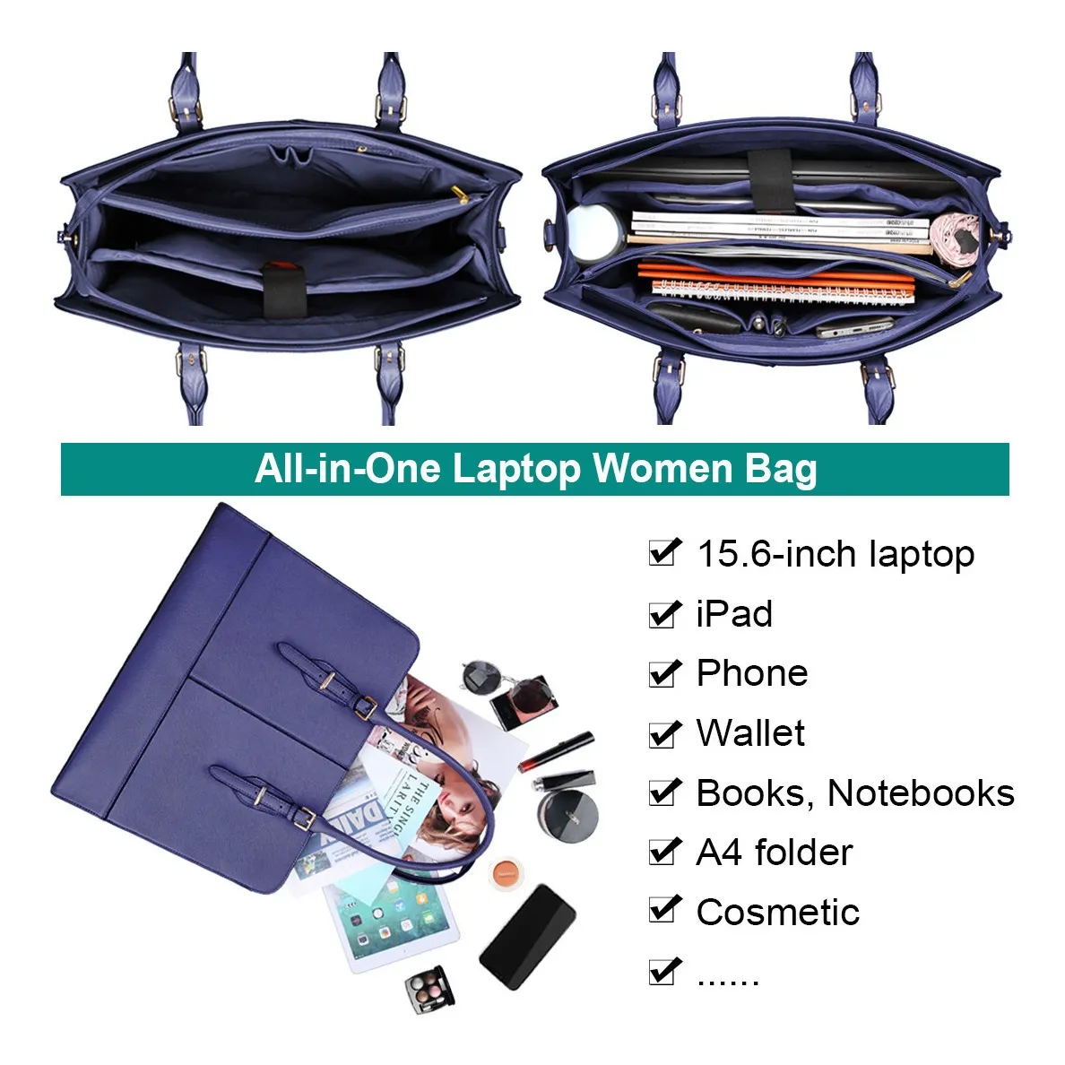 Foto 4 pulgar | Bolsa Elegante y Casual para Dama Malubero color Azul Marino