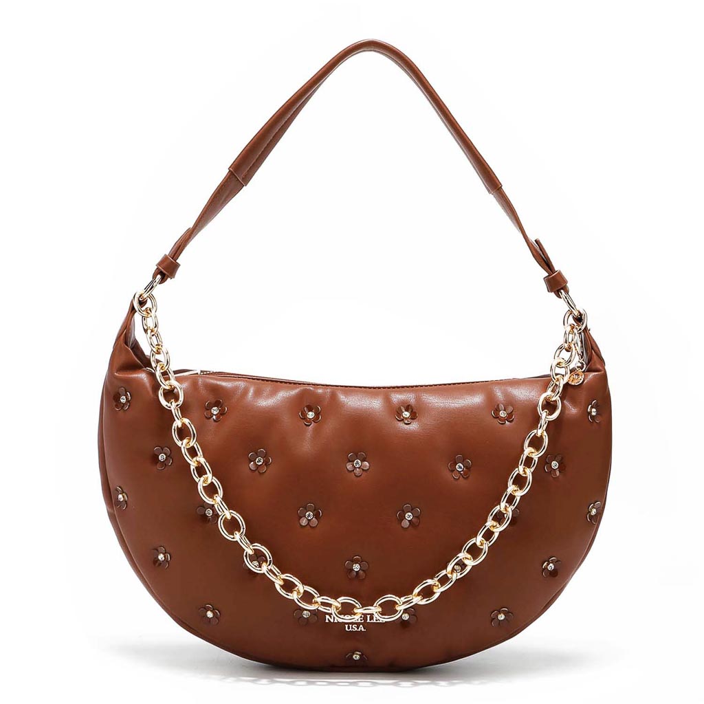 Bolsa Hobo Nicole Lee Capitoneada con Cadena color Café