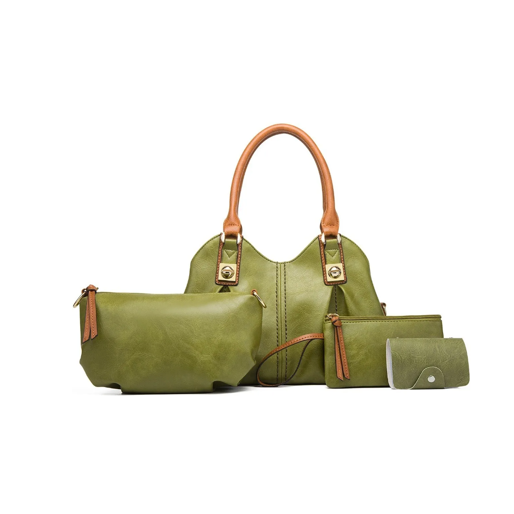 Foto 2 pulgar | Set de Bolsas para Mujer Malubero Hombro Cosmetiquera Cartera color Verde