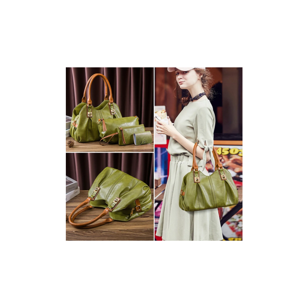 Foto 3 pulgar | Set de Bolsas para Mujer Malubero Hombro Cosmetiquera Cartera color Verde