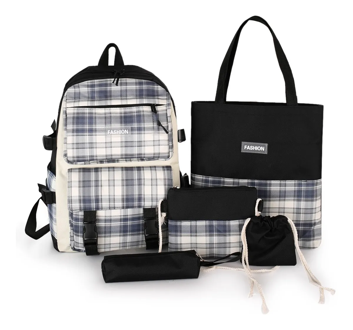 Foto 1 | Juego de 5 Bolsos de Hombro Mano Mochila Cartera Lapicera Fashion color Negro