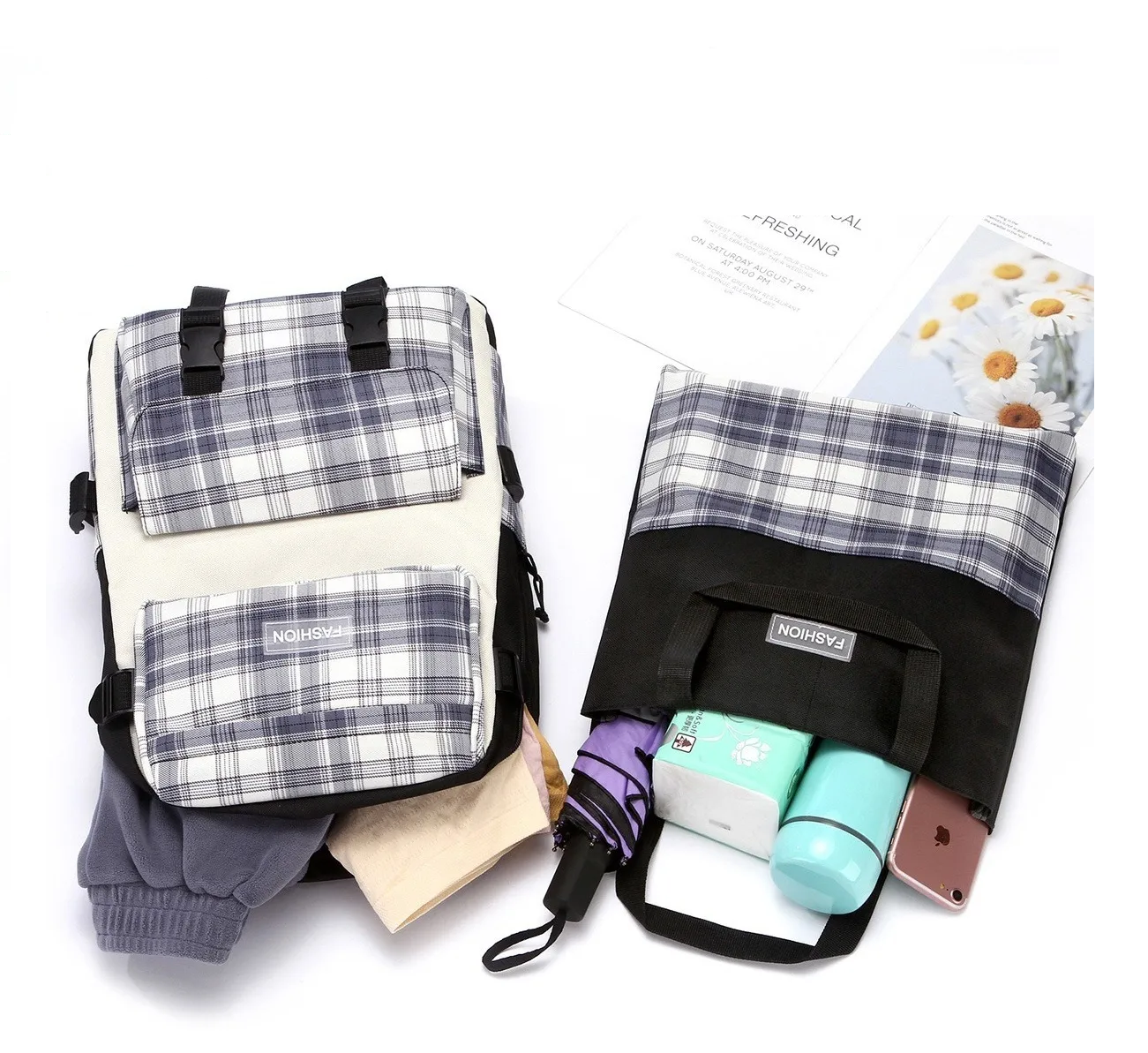 Foto 3 | Juego de 5 Bolsos de Hombro Mano Mochila Cartera Lapicera Fashion color Negro