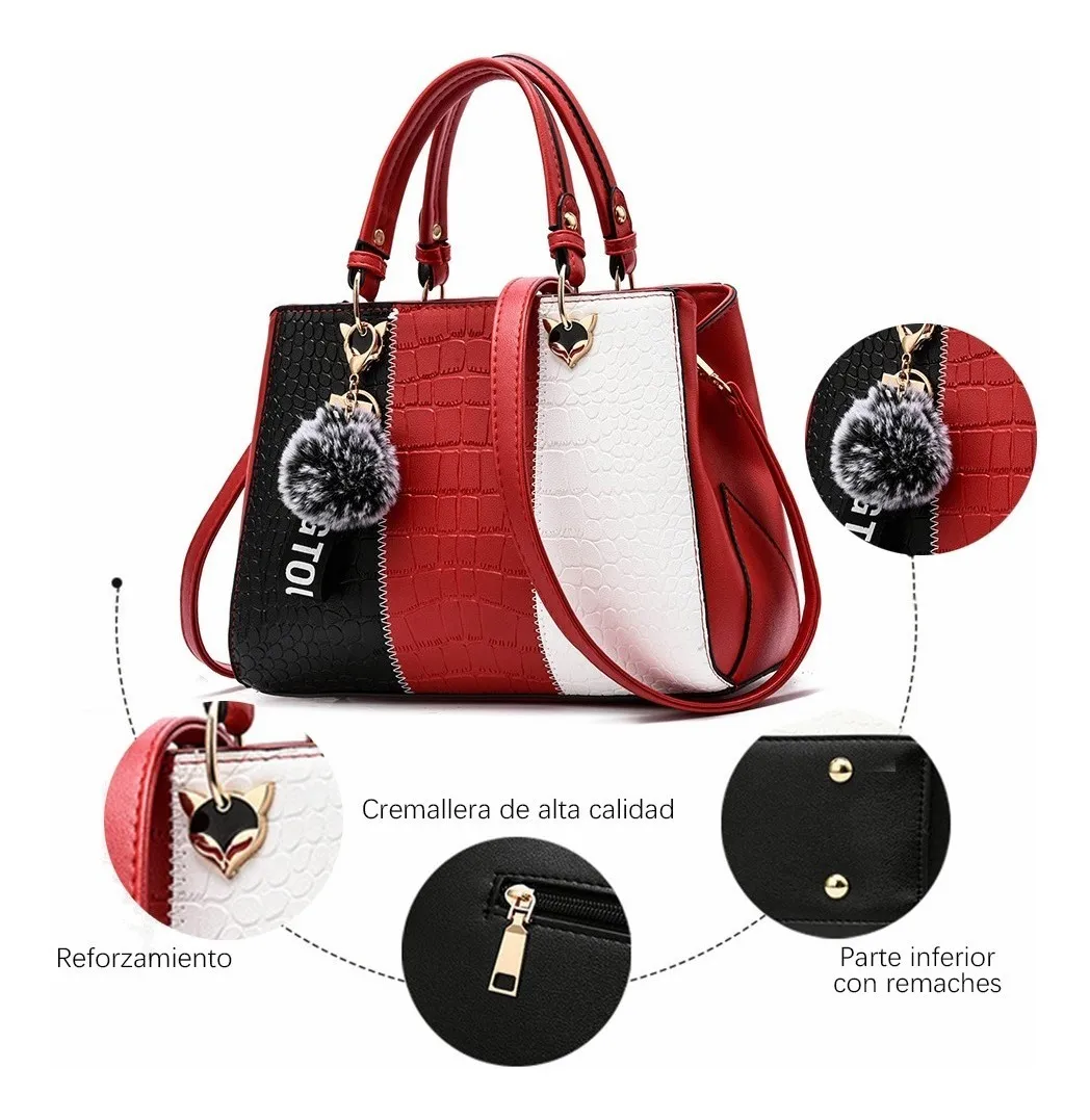 Foto 2 | Bolsa De Hombro Elegante Para Mujer 3 En 1 Roja