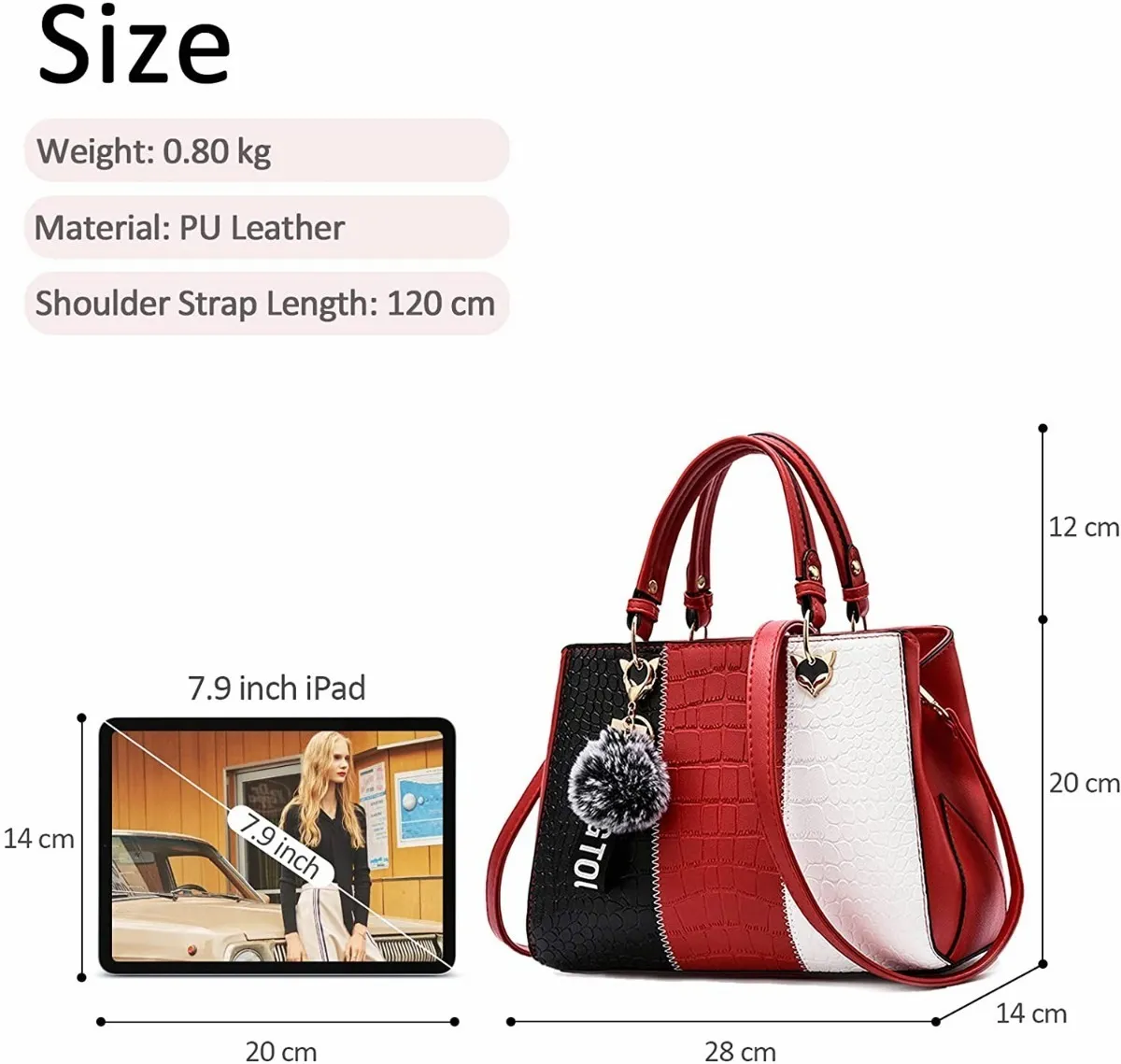 Foto 4 pulgar | Bolsa De Hombro Elegante Para Mujer 3 En 1 Roja