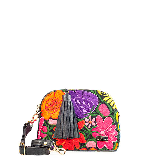 Foto 2 pulgar | Bolso Crossbody A Ángelozano Modelo Selena Telar Flores Color Negro