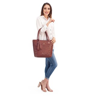 Foto 3 | Bolso Tote A Ángelozano Modelo Soraya Piel Grabada Color Café