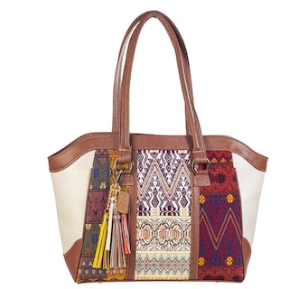Foto 1 | Bolso Tote A Ángelozano Modelo Maya De Piel Triple Telar Artesanal Color Oro Ligth