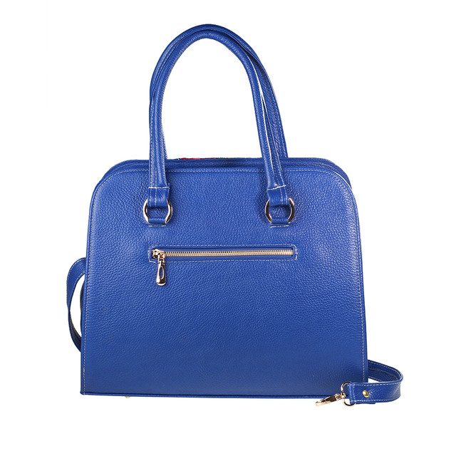 Foto 3 pulgar | Bolso Tote A ÁNGELOZANO Camila color Azul de Piel con Telar Artesanal